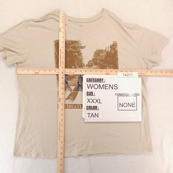 The Beatles Abbey Road Band Graphic Crew Neck T Shirt Womens Size 2XL Tan - Picture 5 of 9